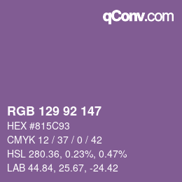 颜色代码: RGB 129 92 147 | qconv.com