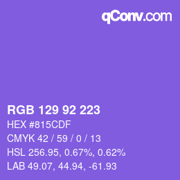 Color code: RGB 129 92 223 | qconv.com