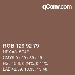 Color code: RGB 129 92 79 | qconv.com