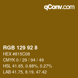 カラーコード: RGB 129 92 8 | qconv.com