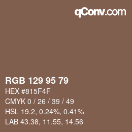 カラーコード: RGB 129 95 79 | qconv.com