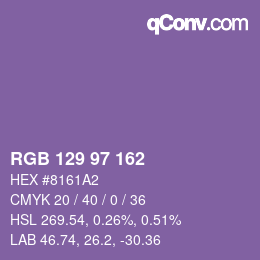 Color code: RGB 129 97 162 | qconv.com