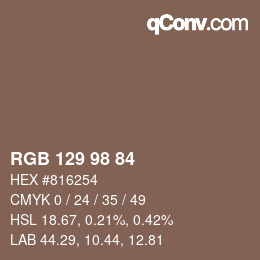 カラーコード: RGB 129 98 84 | qconv.com
