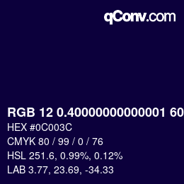 カラーコード: RGB 12 0.40000000000001 60.4 | qconv.com