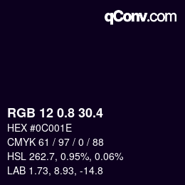 カラーコード: RGB 12 0.8 30.4 | qconv.com