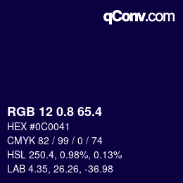 カラーコード: RGB 12 0.8 65.4 | qconv.com