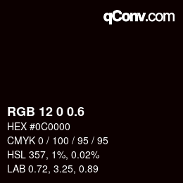カラーコード: RGB 12 0 0.6 | qconv.com