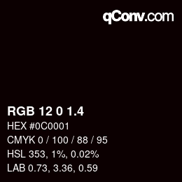 カラーコード: RGB 12 0 1.4 | qconv.com
