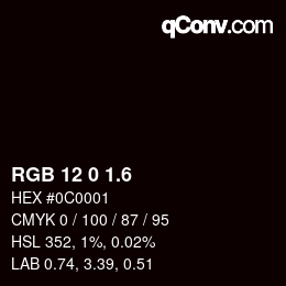 カラーコード: RGB 12 0 1.6 | qconv.com