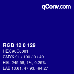 Color code: RGB 12 0 129 | qconv.com