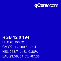 Color code: RGB 12 0 194 | qconv.com