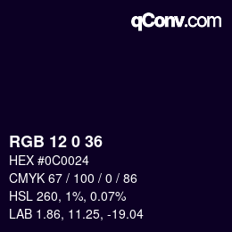 Color code: RGB 12 0 36 | qconv.com