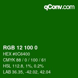 カラーコード: RGB 12 100 0 | qconv.com