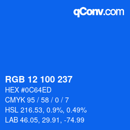 Color code: RGB 12 100 237 | qconv.com