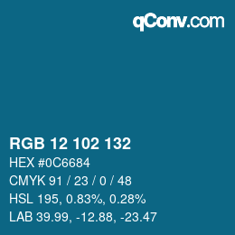 Color code: RGB 12 102 132 | qconv.com