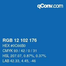 Color code: RGB 12 102 176 | qconv.com