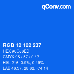 Color code: RGB 12 102 237 | qconv.com