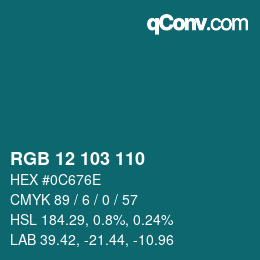 Color code: RGB 12 103 110 | qconv.com