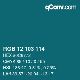 Color code: RGB 12 103 114 | qconv.com