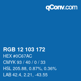 颜色代码: RGB 12 103 172 | qconv.com
