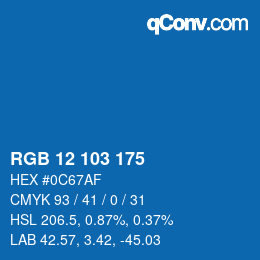 カラーコード: RGB 12 103 175 | qconv.com
