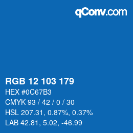 Color code: RGB 12 103 179 | qconv.com