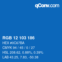 Color code: RGB 12 103 186 | qconv.com