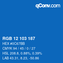 Color code: RGB 12 103 187 | qconv.com