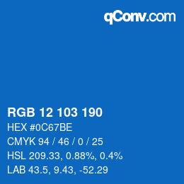 Color code: RGB 12 103 190 | qconv.com