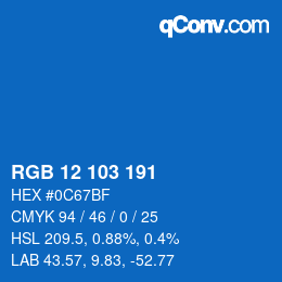 Farbcode: RGB 12 103 191 | qconv.com