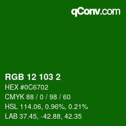 Color code: RGB 12 103 2 | qconv.com