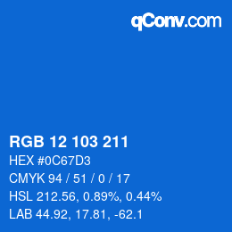 Color code: RGB 12 103 211 | qconv.com