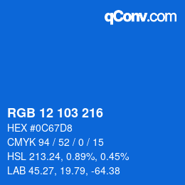 カラーコード: RGB 12 103 216 | qconv.com