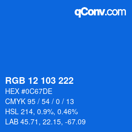 Color code: RGB 12 103 222 | qconv.com