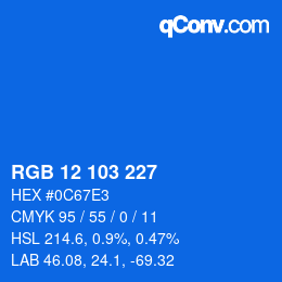 Color code: RGB 12 103 227 | qconv.com