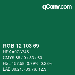 Color code: RGB 12 103 69 | qconv.com