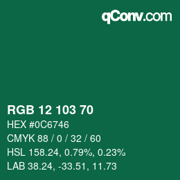 Color code: RGB 12 103 70 | qconv.com