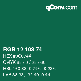 Color code: RGB 12 103 74 | qconv.com