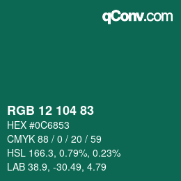 Color code: RGB 12 104 83 | qconv.com