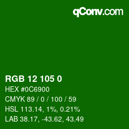Color code: RGB 12 105 0 | qconv.com