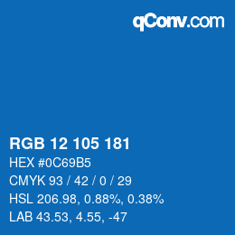 Color code: RGB 12 105 181 | qconv.com