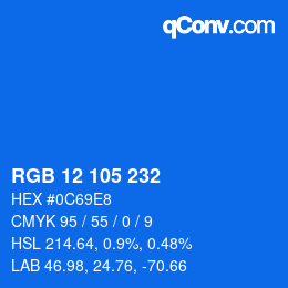 Farbcode: RGB 12 105 232 | qconv.com