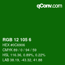 Color code: RGB 12 105 6 | qconv.com