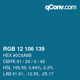 Color code: RGB 12 106 139 | qconv.com