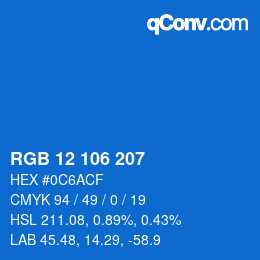 Color code: RGB 12 106 207 | qconv.com