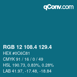 カラーコード: RGB 12 108.4 129.4 | qconv.com