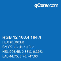 カラーコード: RGB 12 108.4 184.4 | qconv.com