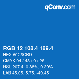 カラーコード: RGB 12 108.4 189.4 | qconv.com