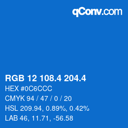 カラーコード: RGB 12 108.4 204.4 | qconv.com