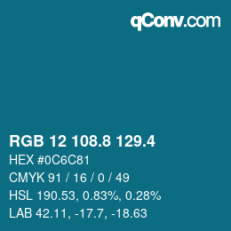 カラーコード: RGB 12 108.8 129.4 | qconv.com